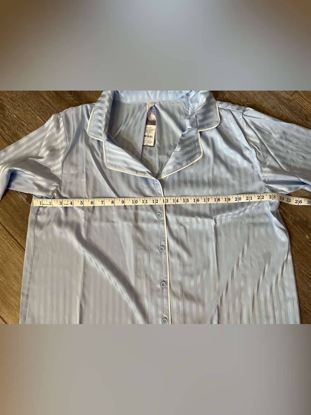 NWT Auden Light Blue Satin Button-Front Pajama Top & Shorts 1X - Picture 12 of 16